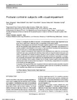 however, demonstrated that the majority of visually impaired people are able to control their balance normally in spiPostural control in subjects with visual impairment